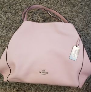 Leather Coach Light Pink Zippered Tote